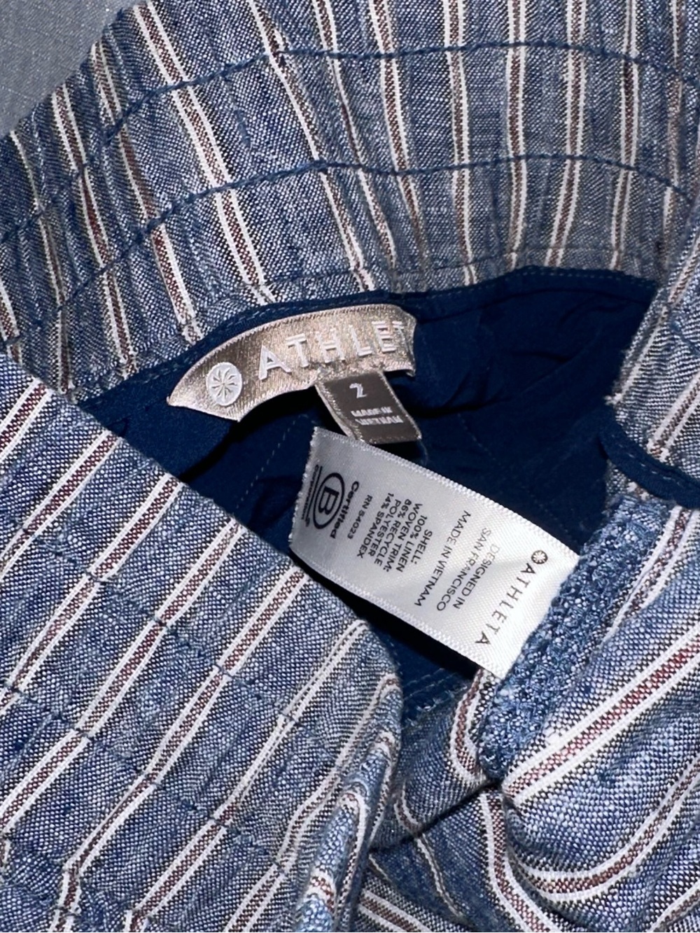 ATHLETA Size 2 Shell 100%Linen - Picture 4 of 6